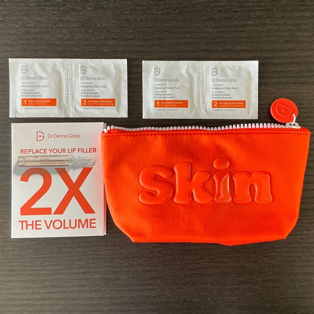 NWT Dr. Dennis Gross pouch with 2 peels and lip treatment sample
